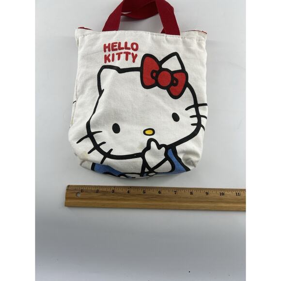 Hello Kitty Cute White Picnic Box Kids School Tote Handbag Zipper Gift Lunch Bag - Picture 9 of 10